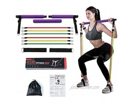 Bufper Pilates bar kit with 6 Resistance Bands15 20 25LB,3-Section Pilates Stick,Portable and Adjustable Workout Equipment for Body Toning Squat Core Training with Instructions and Storage Bag