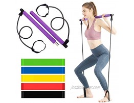 COVVY Pilates Bar Kit with Resistance Band Portable Yoga Pilates Stick Exercise Stick with Foot Loop Fitness Stretching Equipment Home Gym Bodybuilding for Fully Body Workout