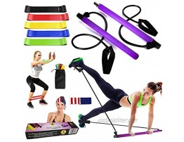FITWELLBE Pilates Bar Kit with Resistance Band Yoga Pilates Bar Kit Portable Pilates Stick Muscle Toning Bar with Foot Loop Home Gym Pilates Yoga Exercise Bar Total Body Workout Pilates Gym Stick
