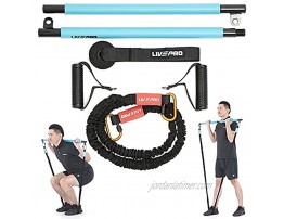 Livepro Plates Bar with Resistance Bands Exercise Latex Straps Set with Handles and Door Anchor Full Body Workout Stick Bar Kit