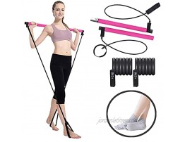 Pilates Bar Kit with Resistance Bands Yoga Pilates Socks Fitness Home Workout Equipment for Women Portable Stretched Fusion Exercise bar Squat stick for gym Full Body workout Muscle Legs But