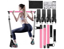 Pilates Bar Kit with Resistance Bands,3-Section Pilates Bar with Stackable Bands Workout Equipment for Legs,Hip,Waist and Arm