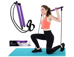 Pilates Bar with Resistance Bands Portable Lightweight 2 Section Pilates Bar Kit with Resistance Bands Home Studio Workout Active Bar Pilates Accessory Stick Easy to Use and Easy to Carry