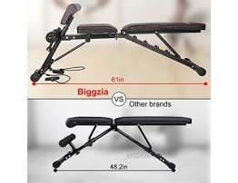 Bigzzia Weight Bench 61'' Adjustable Strength Training Bench for Full Body Workout-Hyper Back Extension Roman Chair Incline Decline Bench Dumbbells Bench with Widen Seat