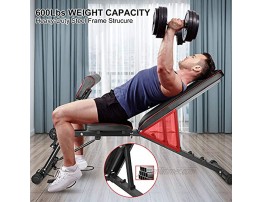 Bigzzia Weight Bench 61'' Adjustable Strength Training Bench for Full Body Workout-Hyper Back Extension Roman Chair Incline Decline Bench Dumbbells Bench with Widen Seat