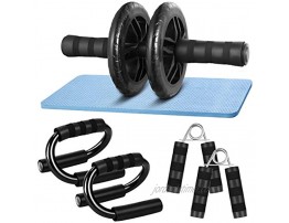 CLISPEED AB Wheel Roller Abdominal Trainer Kit with Push Up Bar Hand Gripper Knee Pad for Abs Fitness Workout
