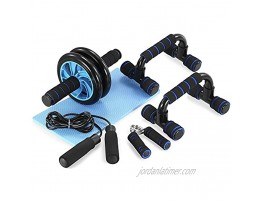 TOMSHOO 5-in-1 AB Wheel Roller Kit with Push-Up Bar Jump Rope Hand Gripper and Knee Pad for Gym Home Workout
