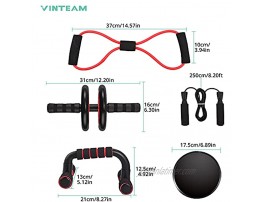 VINTEAM AB Roller Kit 6-in-1 Wheel Rollers Set with Push-Up Bars Jump Rope Knee Pad Resistance Band Portable Fitness Equipment for Home & Gym Abdominal Core Exercise Strength Training Workout