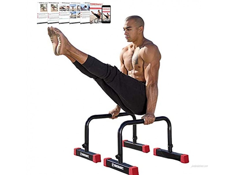 Rubberbanditz Parallettes Push Up & Dip Bars | Heavy Duty Non-Slip Parallette Stand for Crossfit Gymnastics & Bodyweight Training Workouts