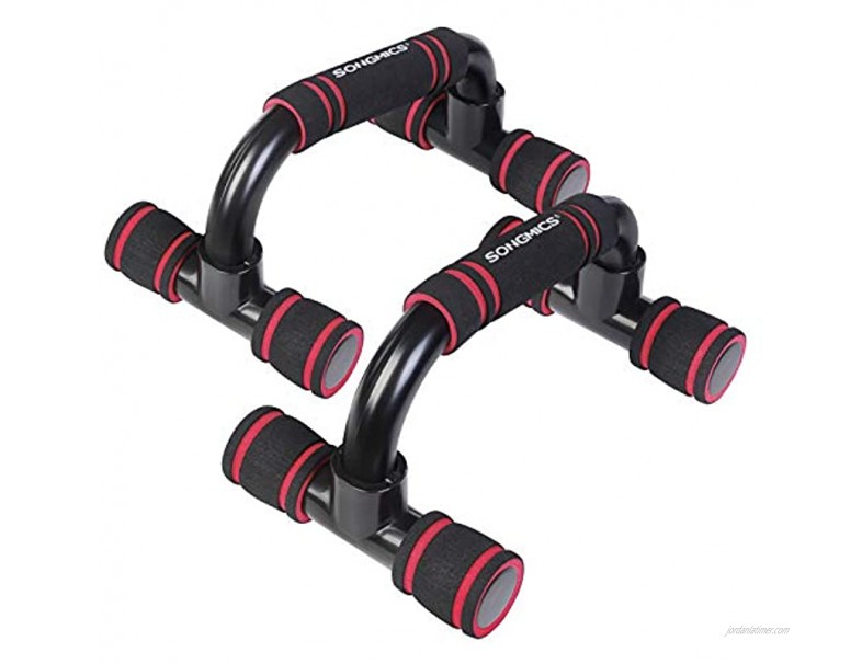 SONGMICS Push-Up Stands Push-Up Bars for Home Exercise Padded and Angled Grip Push-Up Handles Non-Slip on The Floor Triceps Chest Bodyweight Workout Black USPU027H01