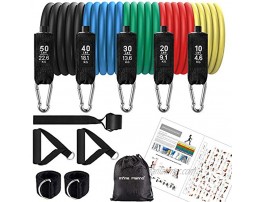 11 Packs Exercise Resistance Bands Set 5 Stackable Exercise Bands with Carrying Case Door Anchor Attachment Legs Ankle Straps and Exercise Guide Book Gym & Home & Outdoor workout Fitness Training