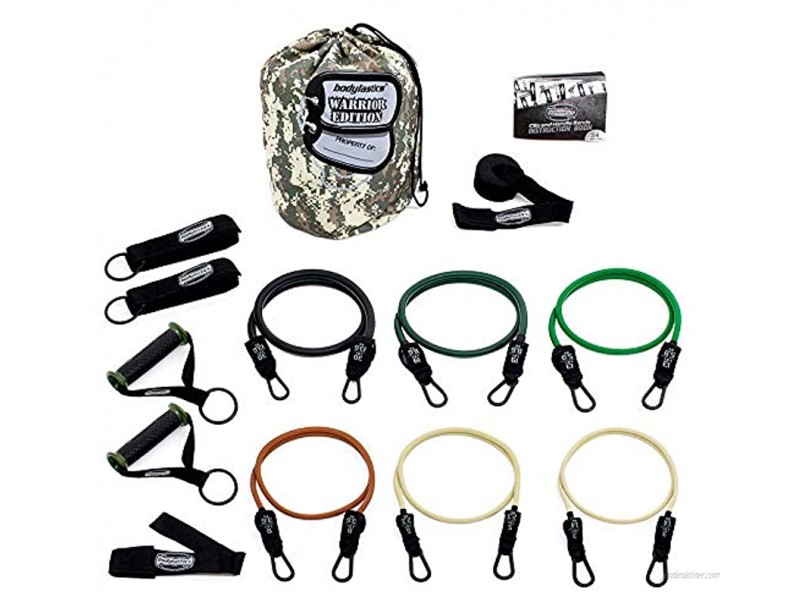 Bodylastics Anti-SNAP Warrior Edition Resistance Band Sets Come with 6 or 8 Exercise Tubes Heavy Duty Components a Small Anywhere Anchor and a Bag.