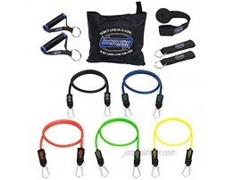Bodylastics Resistance Bands Set with Patented Anti-Snap Elastics Patented Clips Upgraded Handles Heavy Duty Door Anchor Legs Wrist Ankle Straps and Storage Bag One Bag