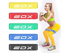 EOX Exercise Resistance Fabric Loop Bands Non-Slip Resistance Workout Bands for Legs & Butt and Glutes 5 Resistance Levels Hip Training Bands Yellow,Blue,Green,red,Black