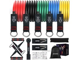 JOYYIFIT Resistance Bands Set 5 Exercise Tubes Stackable up to 150 lbs Workout Bands with Handles Door Anchor Ankle Straps Carrying Case & Manual Book