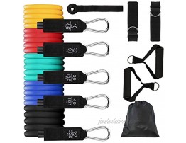 Resistance Exercise Fitness Tubes Stretch Workout Bands Set with Handles Door Anchor Legs Ankle Straps Carry Bag for Men Women Resistance Training Physical Therapy Shape Body Home Gym5pcs 150lb