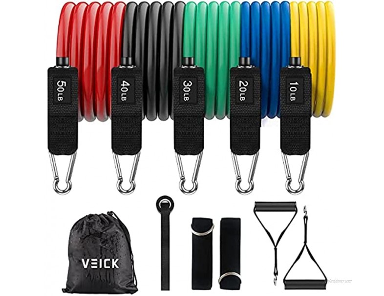 VEICK Resistance Bands Set,Workout Bands,Exercise Bands,5 Tube Fitness Bands with Door Anchor,Handles,Portable Bag,Legs Ankle Straps for Musle Training Physical Therapy Shape Body,Home Workouts