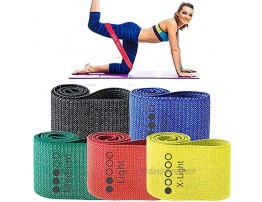 WODSKAI Resistance Exercise Fabric Bands Non-Slip Booty Workout Bands for Legs & Butt 5 Levels Fitness Training Bands for Strength Physical Therapy