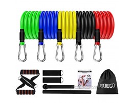 WOWGO Exercise Resistance Bands Set Fitness Stretch Workout Bands with 5pc Fitness Tubes Foam Handles Ankle Straps Door Anchor for Men Women Your Home Gym