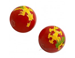 1.5'' Chinese Baoding Balls Healthy Massage Handballs Exercise Stress Balls with Chimes Carved Dragon & Phoenix Pattern Collection BS147 S red