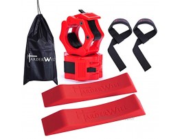 HarderWill Deadlift Jack 2 inch Olympic Barbell Clamps and Lifting Straps Set Easy to Change Plates Perfect for Home Gym Deadlift Crossfit Powerlifting Weightlifting for Your Gym Bag