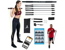 Spirited Namaste-Pilates Bar Home Gym Workout Equipment Kit with Resistance Bands| Portable Exercise Fitness Bar Stick for Women and Men | 20,30 & 40 lb Pilate Toning Adjustable Squat & Body Band