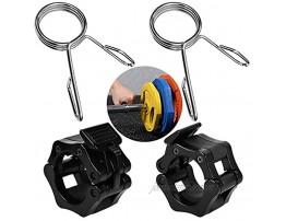 Aulufft Weight Bars Clips 2 Pieces Dumbbell Spring Clips with 2 Pieces Olympic Barbell Collars Exercise Barbell Locking Clamp for Gym Strong Lifts Weightlifting Fitness Training