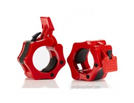 None Brand Barbell Clamps Quick Release Pair of Locking 2 inches Olympic Size Barbell Collar Barbell Clips for Workout Weightlifting Bodybuilding Red