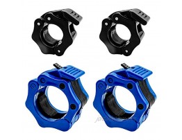 souG 4Pcs Olympic Barbell Clamps Quick Release of Locking Standard Bar Weight Plates Collar Clips for Workout Weight Lifting Fitness Training1 Black 2  Blue