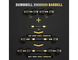 Alderman Adjustable Fitness Dumbbells Set 44lbs Free Weights Dumbbells with 17 Connecting Rod Used As Barbell for Home Gym Workout Whole Body Training Barbell 44LB or 22LB Dumbbell Pair01