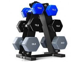 BRAVE HEART 10Lb 15Lb 20Lb Pair Vinyl Coated Hand Weights Dumbbells Set with Rack Stand Dumbellsweights Set for Women and Men Neoprene Dumbbells Weight Sets for Home Gym