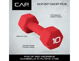 Cap Neoprene Dumbbell Pair with Carrying Case 10-Pound Red