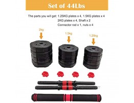 FONESO Dumbbells Set Fitness Dumbbells 44lbs Dumbbells Barbell for Home Gym Workout Exercise Free Weight with Connecting Rod Used as Barbell Adjustable Dumbbell Set for Men Women