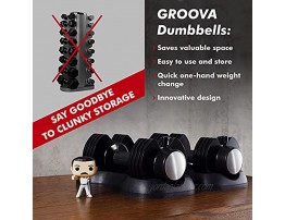 GROOVA Adjustable Dumbbell Set 25lb Exercise & Fitness Dumbbells Full Body Workout Weight Set for Men and Women Five Different Weights Two Adjustable Dumbbells Hand Weights