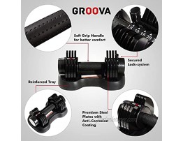GROOVA Adjustable Dumbbell Set 25lb Exercise & Fitness Dumbbells Full Body Workout Weight Set for Men and Women Five Different Weights Two Adjustable Dumbbells Hand Weights