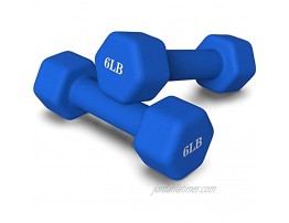 Kingtowag Rubber Hex Dumbbell Set Hand Weights,Home Workout Gym Equipment 6 8 10 12 15 Lb 6LB Blue