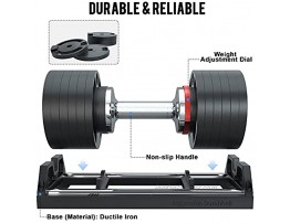 snode Cast Iron Adjustable Dumbbell 28lb 50lb Single with Tutorial Videos Anti-Slip Metal Handle Adjustable Weight Plates Adjust in Second for Men and Women for Strength Training Home Gym