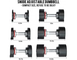 snode Cast Iron Adjustable Dumbbell 28lb 50lb Single with Tutorial Videos Anti-Slip Metal Handle Adjustable Weight Plates Adjust in Second for Men and Women for Strength Training Home Gym