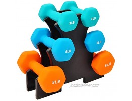 Sporzon! Colored Neoprene Coated Dumbbell Set with Stand