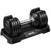 UeeVii Adjustable Dumbbell 5lb-25lb Fast Adjust Weight Dumbbell by Turning Handle Black Adjustable Dumbbell with Tray for Man & Woman Home Gym with Anti-Slip Metal Handle