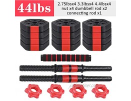 ZYOMY Weights Dumbbells Set Fitness Dumbbells 44lbs Dumbbells Barbell for Home Gym Workout Exercise Free Weight with Connecting Rod Used as Barbell Adjustable Dumbbell Set for Men Women