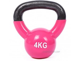 Domaker Coated Cast Iron Kettlebell Weight,All-Purpose Solid Kettlebells for Home Gym Workout,Strength Training Pink Orange Fitness Kettle Bell,4kg 9lbs