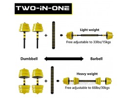 Conate Weights Dumbbells Set 44Lbs 55Lbs 66Lbs 2-in-1 Adjustable Dumbbells Barbell Set for Men Women Home Gym Office Strength Training with Steel Connecting Rod