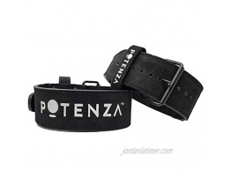 Potenza Fitness Basic Black Powerlifting Belt | Powerlifting Strongman Bodybuilding | 4 in. Wide x 10 mm Thick | Cowhide & Suede | Single Prong
