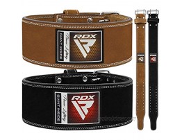 RDX Weight Lifting Belt for Powerlifting Approved by IPL and USPA Double Prong Gym Training Leather Belt 10mm Thick 4 inch Lumbar Back Support Great for Strongman Bodybuilding Deadlifts & Squats