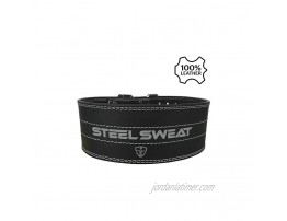 Steel Sweat Powerlifting Belt for Weight Lifting 4 Wide Triple Prong Heavy Duty Adjustable Weightlifting Belt Leather Claw Black