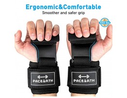 PACEARTH Weight Lifting Hooks Grip Non-Slip 8mm Thick Padded Neoprene with Adjustable Wrist Wraps & Straps for Pull-ups Power Lift Deadlift Weightlifting for Men & Women Pair