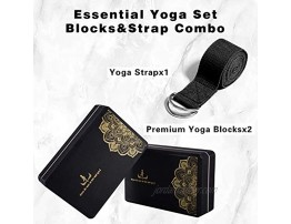 DDFE Yoga Blocks 2 Pack with Strap Set High Density Light Weight EVA Foam Blocks Large Yoga Block for Women Pilates Meditation The Must-Have Set for Yogi and Yogini