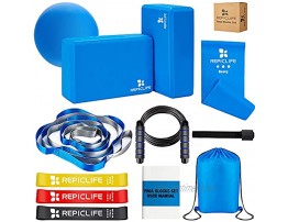 Yoga Set,12 Yoga Accessories Yoga Blocks 2 Pack with Strap,1 Mini Yoga Ball,3 Resistance Loop Bands,1 Resistance Band,1 Door Anchor,1 Jump Rope,Gym Bag & Manual for Yoga Pilates Stretching