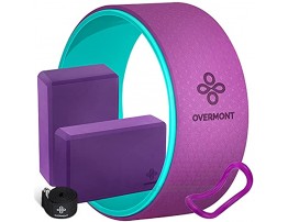 Overmont 5-in-1 Set 1 Yoga Back Wheel for Pain Relief 13x 5in 2 EVA Foam Yoga Blocks with Strap 1 Extend Ring Premium Back Roller for Dharma Yoga Pose Backbend Stretching Pilates Meditation
